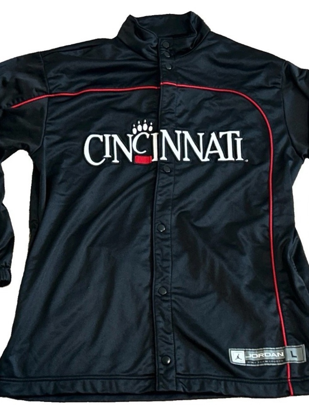 Cincinnati Bearcats Vintage Black Nike Jordan Snap Up Jacket Warmup Mens L